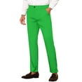 thumbnail image 5 of INSPIRE CHIC Men's Slim Fit Trousers Flat Front Solid Color Business Pants 30 Green, 5 of 7