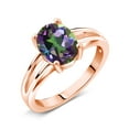 thumbnail image 2 of Gem Stone King 18K Rose Gold Plated Silver Green Mystic Topaz Solitaire Engagement Ring for Women (2.30 Cttw, Oval 9X7MM, Gemstone Birthstone, Available in Size 5, 6, 7, 8, 9), 2 of 4