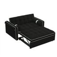 thumbnail image 2 of 2-in-1 Pull Out Couch Bed, Sleeper Sofa Bed, Adjustable Backrest, Loveseat Convertible Sleeper Sofa with 2 Pillows, Phone Holder, Side Pockets, for Small Place, Apartment, Office, 2 of 7