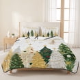 thumbnail image 3 of Quilts King Size Bedding Set, Merry Christmas Lightweight Quilted Comforter, Xmas Pine Trees Snowflake Winter Farmhouse Reversible Bedspread Coverlet with Pillow Covers for All Season, 96" x 106", 3 of 9