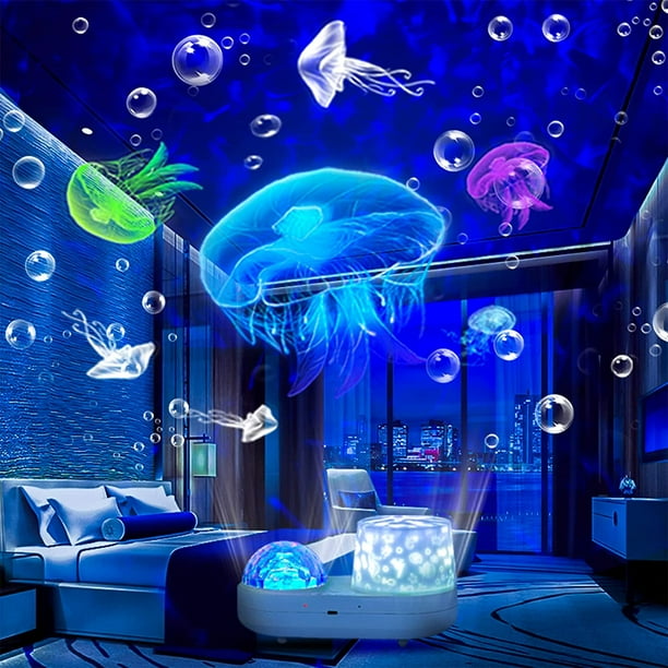 Proyección Ocean Star Sky, proyección de luz nocturna para niños, proyector de luz nocturna Galaxy giratoria de 360 grados, lámpara de proyección oceánica de doble capa JAMW Sencillez