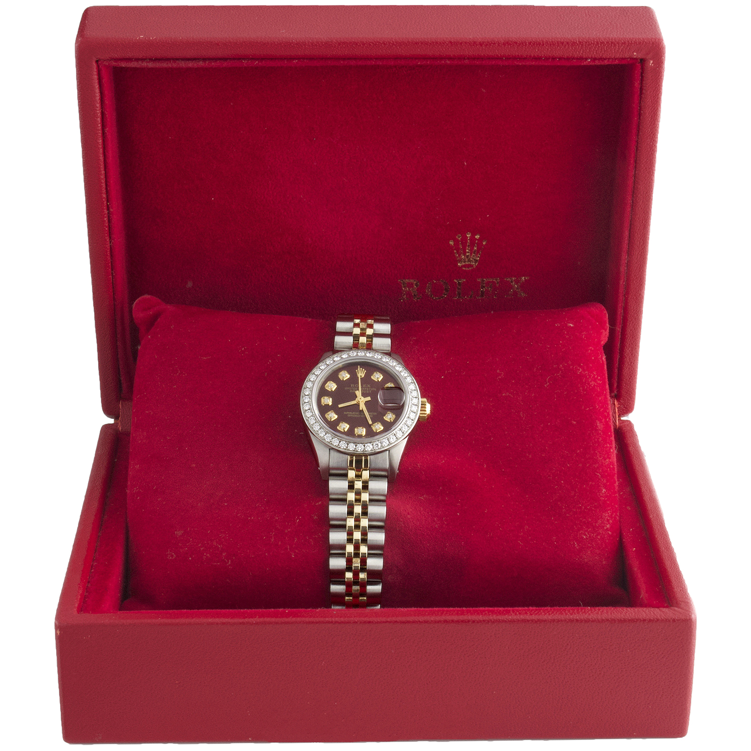 Ladies 6917 Rolex DateJust Jubilee 18K Gold / Steel Diamond Watch Red Dial 1 CT. - image 2 of 11