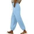thumbnail image 4 of Pull on Pants for Women, Audhol Women's Linen Wide Leg Pants Casual Loose High Waist Beach Haren Pants Pockets Women's Pants Casual Sky Blue XL, 4 of 7