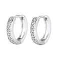 thumbnail image 2 of Elegant 14K White Gold Plated Paved Cubic Zirconia Men Women Huggie Hoop Earring, 2 of 10