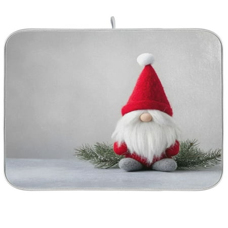 

joogoo A Christmas Gnome Dish Drying Mat Kitchen Counter Absorbent Drying Pad 16x18 in Drainer Rack