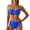 Blue, variant on Women's 2Pcs High Waist Bikini Set Black Halter Top with Gold Irregular Ring Accent High Waist Bottom Bathing Suit for Beach Pool,Light Blue,L