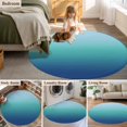 thumbnail image 5 of Teal Blue Ombre Round Area Rug 4 FT, Non Slip Indoor Outdoor Rug, Modern Abstract Art Gradient Aesthetics Washable Soft Circular Carpet Non-Shedding Floor Mat for Coffee Table Nursery Foyer Balcony, 5 of 8