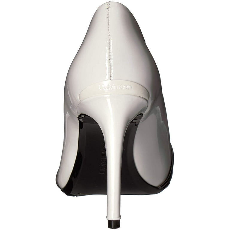 Calvin Klein Womens Roslyn Leather Pointed Toe Platinum White Black Size 7.5 Walmart