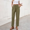 thumbnail image 2 of Wutalume Women's High Waist Linen Wide Leg Pants, Loose Casual Trousers with Slimming Effect for Summer, Breathable Lightweight,Ideal for Beach and City,Army Green L, 2 of 8