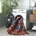 thumbnail image 4 of SAFAVIEH Tuscon Cole Oriental Machine Washable Area Rug, Navy/Rust, 3' x 5', 4 of 13