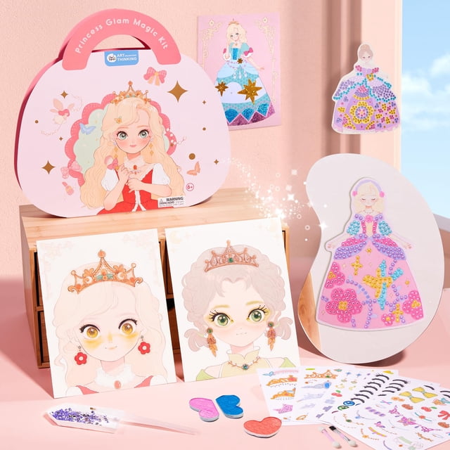 Kit de manualidades Jar Melo, diseño de princesa, 4 en 1, con maquillaje y pegatinas