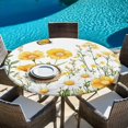 thumbnail image 5 of Yellow Spring Floral Round Tablecloth 36-44 Inch Round Fitted Table Cloth with Elastic Edge, Pastoral Daisy Botanical Summer Waterproof Table Cover Protector for Outdoor Picnic Party Dining, 5 of 6