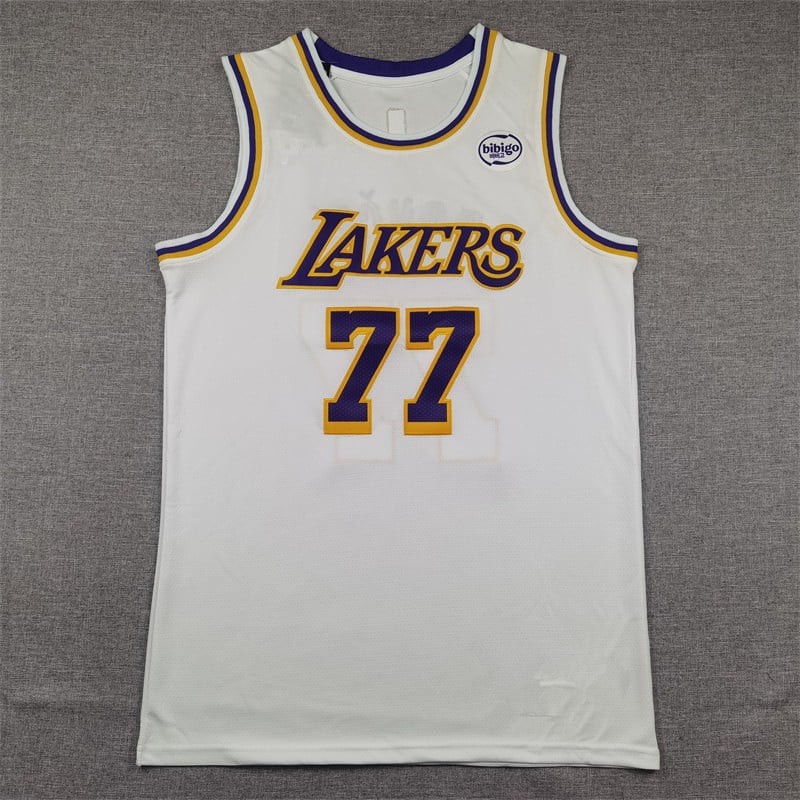 Embroidered American Jersey Lakers No. 77 Luka Doncic White Sports