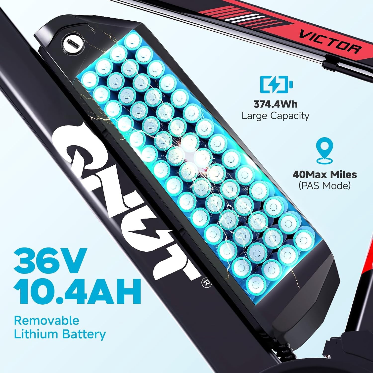QNUT Victor 3.0 Electric Bicycle for Adults-350W,26 inch,21-Speed,Up to 40 mile Range,3 Modes, Smart LCD, Dual Disc Brakes, UL 2849 Certified Black-Red