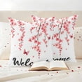 thumbnail image 3 of Welcome Pillow Covers 2 Pack Spring Watercolor Pink Cherry Blossom Floral Butterfly Pillowcase Waterproof Outdoor Throw Pillow Cover for Patio Garden Square Cushion 26”x26”, 3 of 9