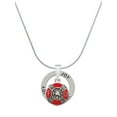 thumbnail image 1 of Delight Jewelry Silvertone Red Enamel Fire Department Medallion Joy Ring Charm Necklace, 18", 1 of 4