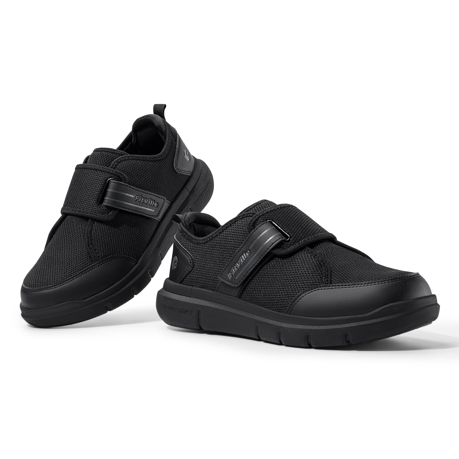 FitVille Extra Wide Diabetic Shoes for Men Adjustable Walking Shoes for Elderly Diabetic Plantar Fasciitis Swollen Foot