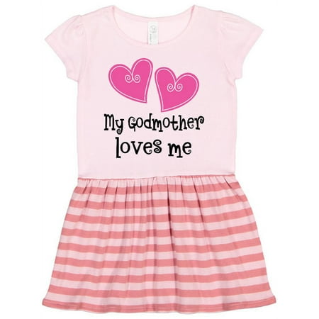 

Inktastic My Godmother Loves Me hearts Gift Toddler Girl Dress