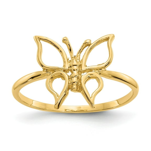 14K Yellow Gold Ring Band Themed Polished Butterfly