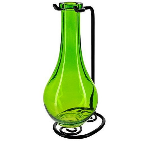 Couronne - 8" Drop Glass Vase With Stand - Lime