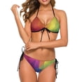 thumbnail image 2 of Abstract Bikini Swimsuit Sexy Colorful Geometry Swimwear Women Retro Bikini Set Push Up High Cut Beach Outfits, 2 of 5
