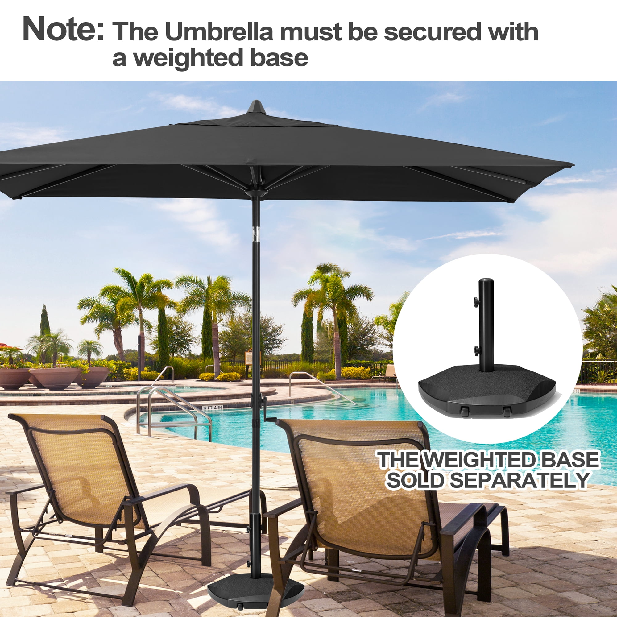 Pellebant 9 x 5 ft Patio Outdoor Umbrella Rectangular Double Top Market Umbrella