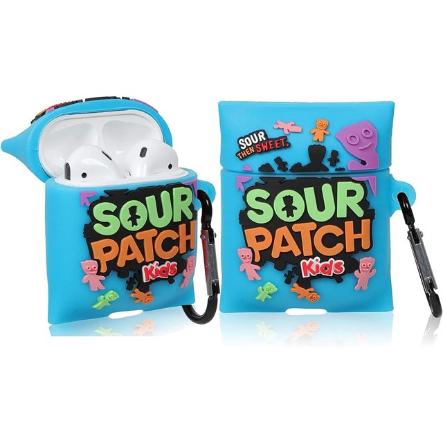 Funda para Airpod 1 y 2, funda de silicona 3D con dibujos animados Kawaii Cool Air pods, (Blue Candy Kids), divertida y divertida moda, diseño único de comida para niñas, mujeres, niños, hombres, adolescentes, fundas blandas para Airpods 2/1 Rojo Verde MX-0129818FYD