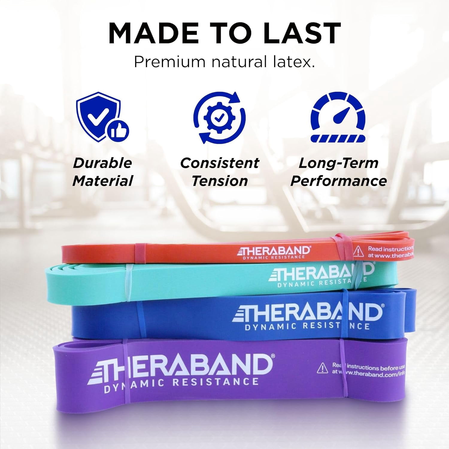 THERABAND High Resistance Bands Set of 4, Light to Extra-Heavy Elastic Super Bands for Full Body Workouts, Physical Therapy, Strength Training, Durable 41” Loop Exercise Bands, 15-50 lbs Resistance