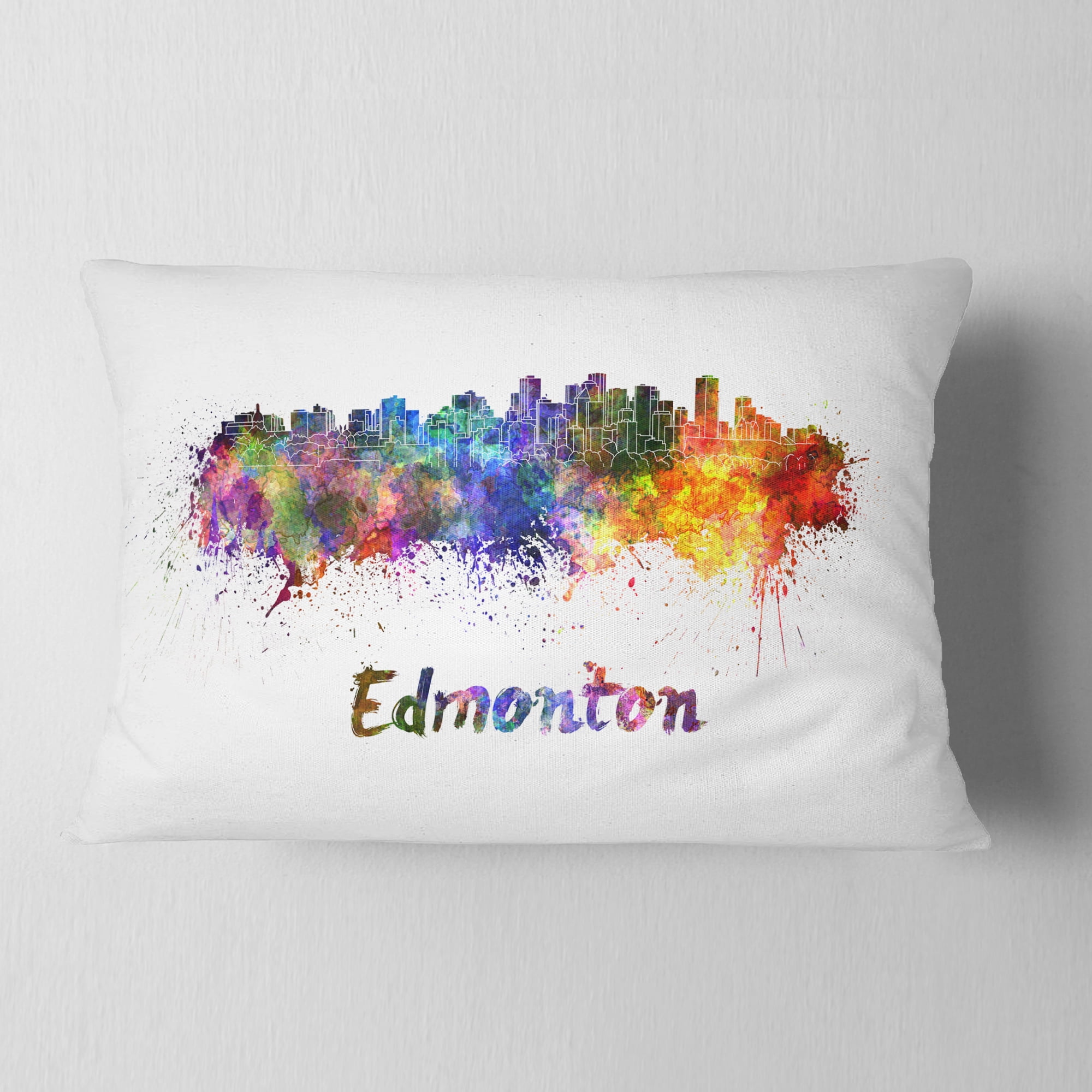 Designart Edmonton Skyline - Cityscape Throw Pillow - 12x20
