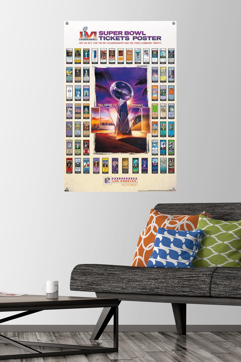 NFL League - Super Bowl LVI - Tickets Wall Poster with Pushpins, 22.375" x 34"