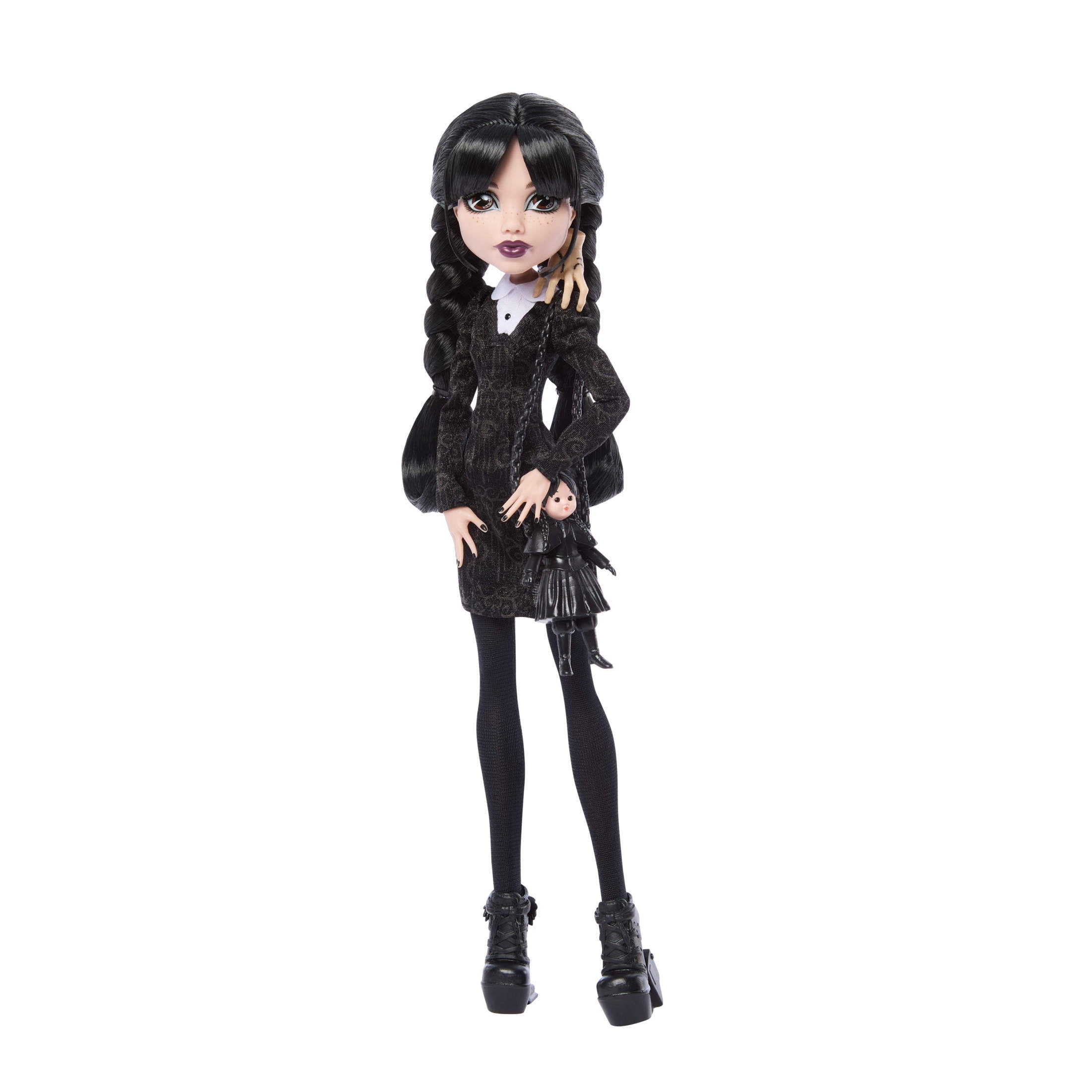 Monster High x Wednesday Collectible Doll, Wednesday Addams in Black Dress with Thing Accessory
