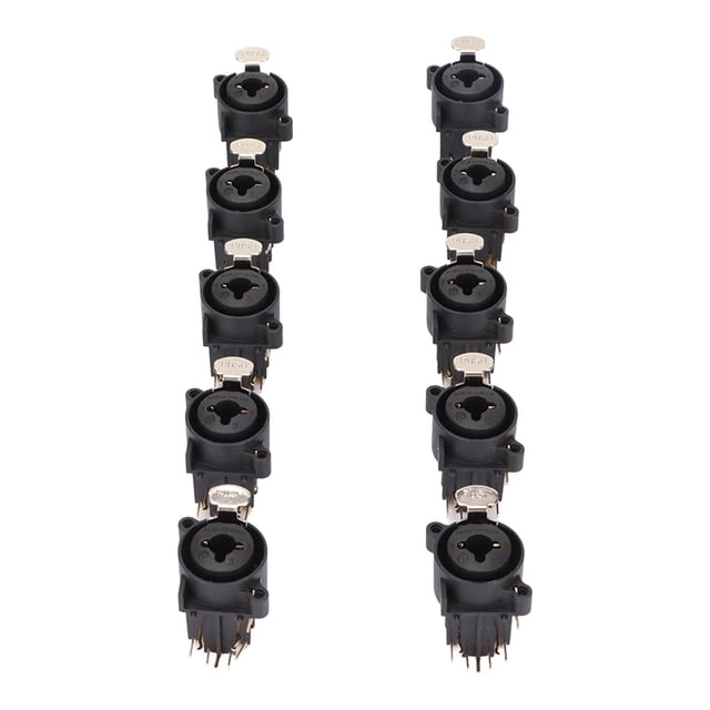 XLR Female Jack Socket Connector, Black 10pcs 6.5mm Panel Mount Socket Connector Plug And Play For AV Equipment For Media Player