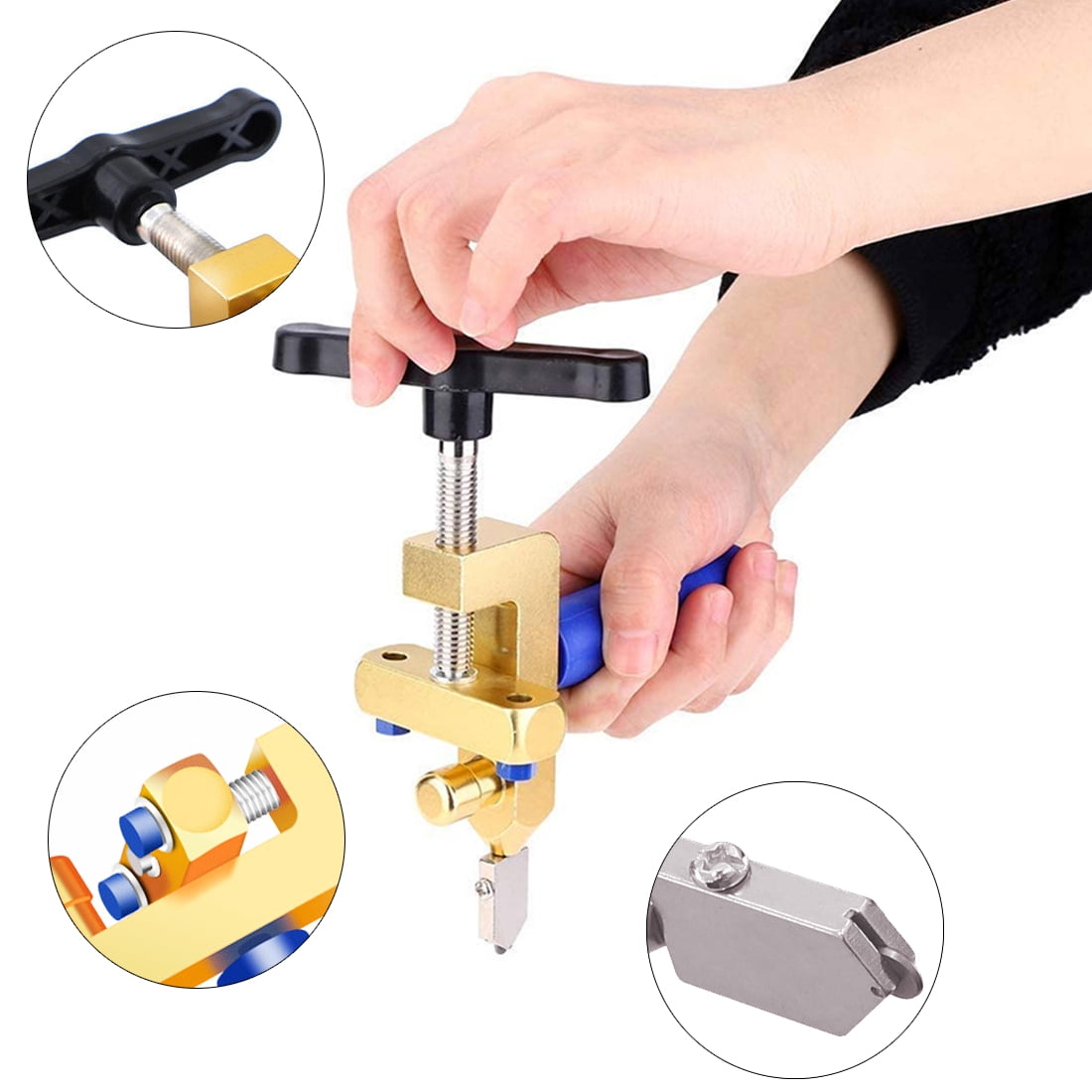 2 in 1 Glass and Tile Cutting Tool with Tungsten Steel Blades and Breaking Pliers – Manual Hand Cutter for Glass, Mirrors, Ceramic and Glazed Tiles – Ideal for DIY and Home Projects