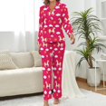thumbnail image 2 of Top-kevin Women Long Sleeve Pajama Set Comfy Pjs Sets Horses Flowers Pattern 2 Piece Lounge Set, 2 of 12
