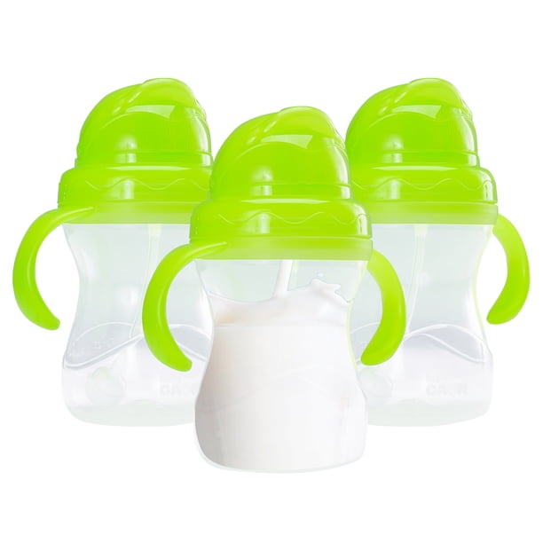 Paquete de 3 Vasitos Entrenadores para Bebé con Tapa Antiderrames Baby Gaon Color Verde