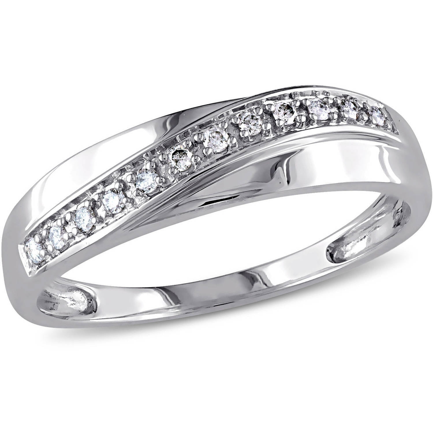 G-H,I2-I3 Size-12.5 Diamond Wedding Band in 10K White Gold 1/10 cttw,