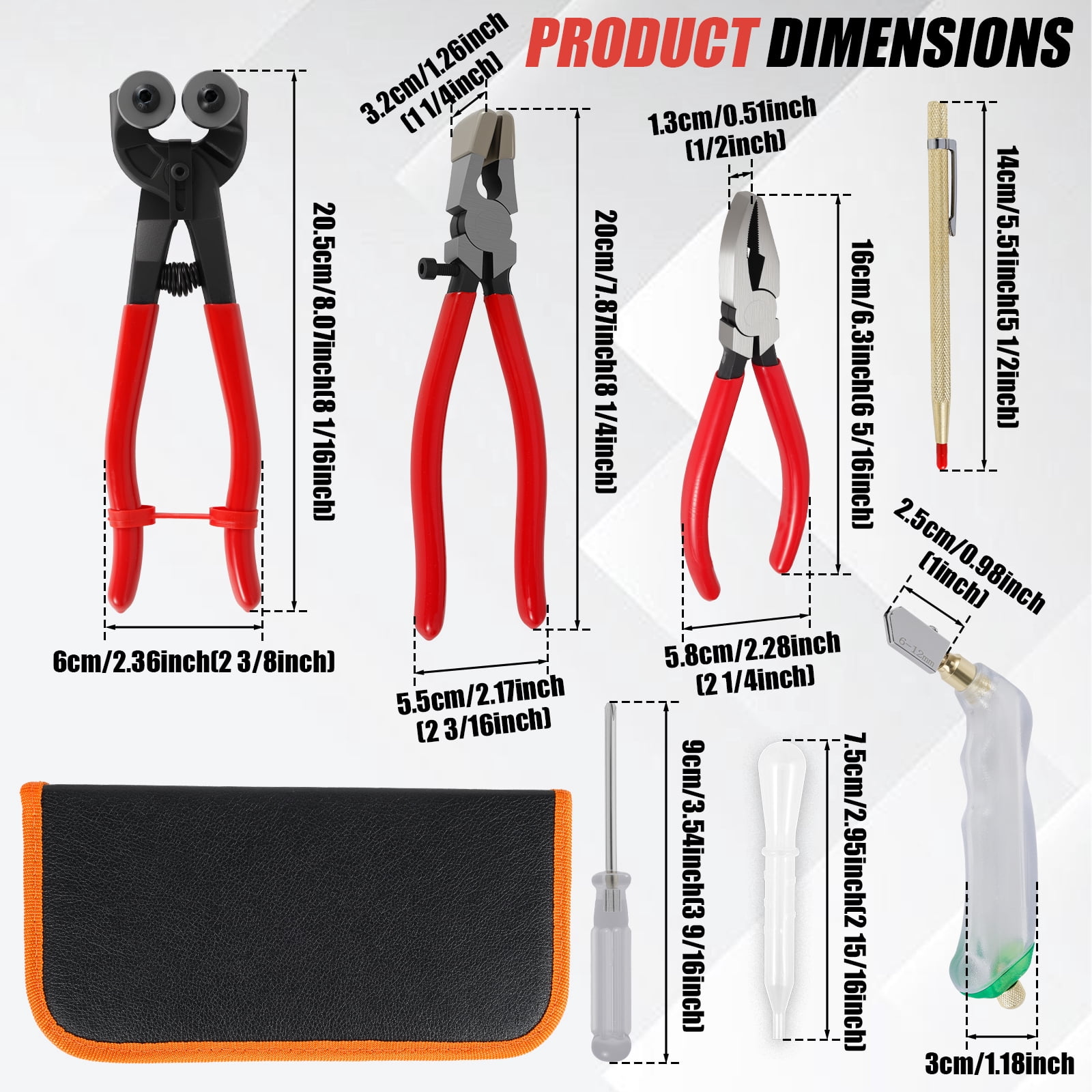 Xdziklosj 3Pcs Glass Running Breaking Pliers and Cutter Tools Kit Breaker Grozer Pliers Heavy Duty Cutting Tool for Glass Mirrors Ceramics Porcelain Tiles