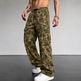 thumbnail image 2 of uvwlwu Mens Camo Street Cargo Long Trousers Loose Fit Drawstring Waist Multi Storage Pockets Outdoor Casual Pants,XXL, 2 of 5