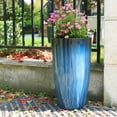 thumbnail image 4 of WORTH 23.5" H. Large Plastic Planters - Set of 2 Gradient Blue Glossy Smooth Finish - Tall Plant Pots for Indoor & Outdoor Use - Decorative Lightweight Flower Pots for Front Porch, Patio, Deck, 4 of 7