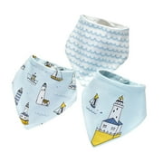 3PCS/LOT Baby Bibs Triangle Cotton Bibs Cartoon Print Saliva Towel Baby Boys Girls Feeding Apron Cotton Bandana Bibs Baby Stuff 1009 Sailboat
