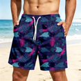 thumbnail image 2 of Satingcolo Men's Hawaiian Beach Shorts Elastic Mid Waist Drawstring Athletic Shorts Lightweight Summer Casual Trunks with Pocket Coffee 2XL, 2 of 4