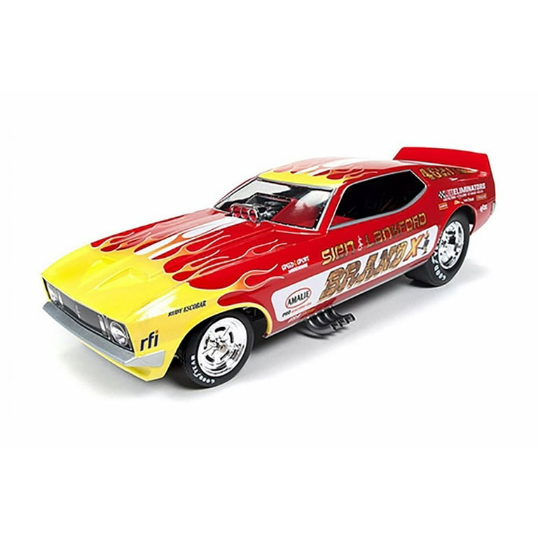 1973 Ford Mustang NHRA BRAND X Funny Car, Red with Yellow Flames