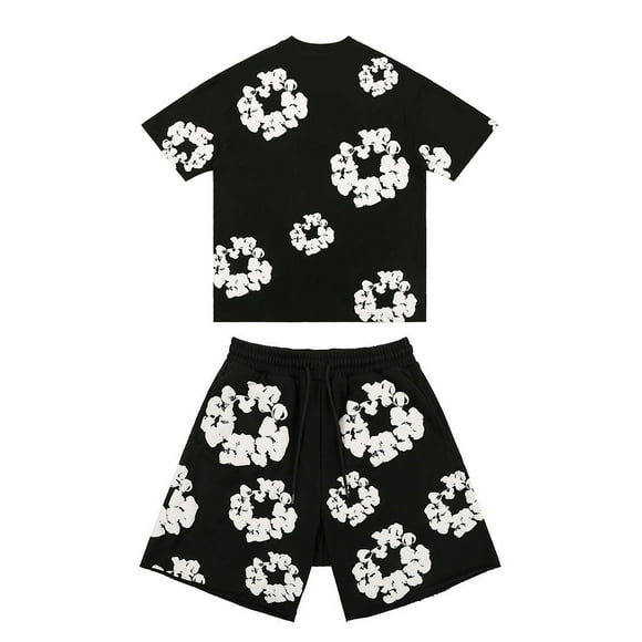 Fashion Foam Printed Loose T-Shirt Y2K Hip Hop Street Suit Men‘s and Women‘s Pullover Casual 1
