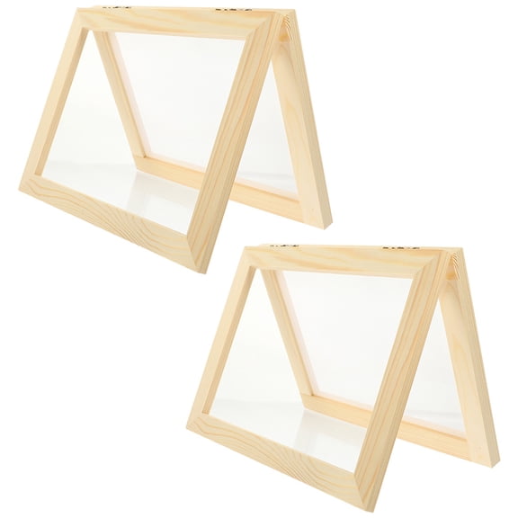 ibasenice Craft Wooden Frame Multi-Color Wood and Copper for Paper Making 2Pcs