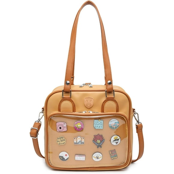 TRAHOO-Leather Ita Backpack Crossbody Bag Messenger Purse JK Uniform Shoulder Bags for Anime Pins Display