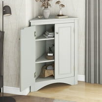 Grey Triangle Storage Cabinet with Adjustable Shelves – Freestanding Bathroom & Kitchen Floor Cabinet