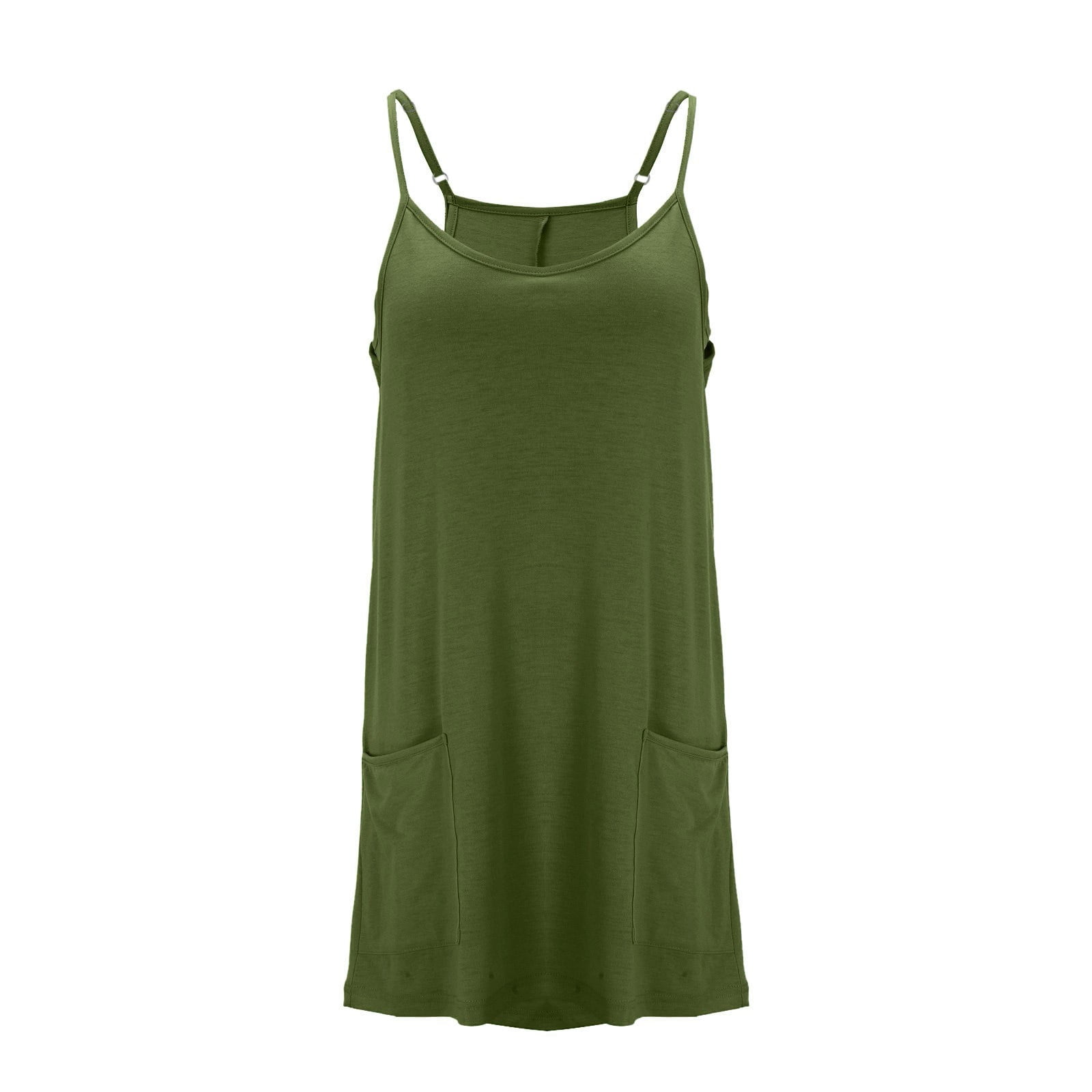 BLVB Womens Athletic Dress Mini Dress Built in Shorts Summer Workout Romper Dress Sleeveless Spaghetti Straps Trendy Outfit
