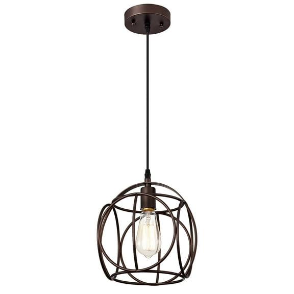 RADIANCE goods Industrial 1 Light Oil Rubbed Bronze Mini Pendant Ceiling Fixture 10" Wide