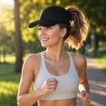 thumbnail image 4 of Pink Women's Baseball Cap, Ponytail Cap Alternative, Quick Dry Hat, Running Hats for Women, Breathable Sweat Resistant Athletic Headwear with Magnetic Closure, 11X7X5 Inch Low, 4 of 8