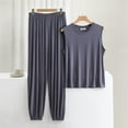 thumbnail image 2 of Yaltungu Plus Size Pajama Sets for Men 2 Piece Elastic Waist Pants Tank Tops Loose Comfy Soft Loungewear Outfits, 2 of 3